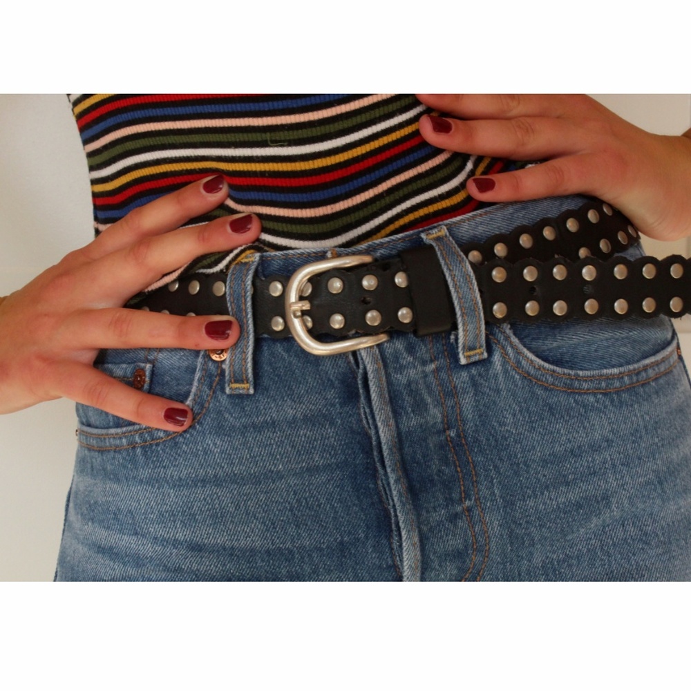 Black and Silver Stud Belt // Brandy Melville